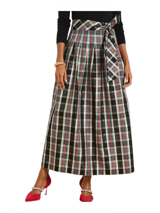 Talbots Dresses & Skirts - Talbots Metallic Taffeta Pleated Maxi Skirt Celebrate Plaid Size 12 Holiday